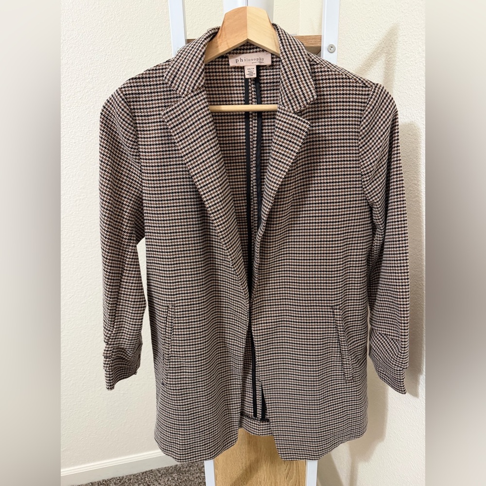 Philosophy Black and Brown Houndstooth Blazer